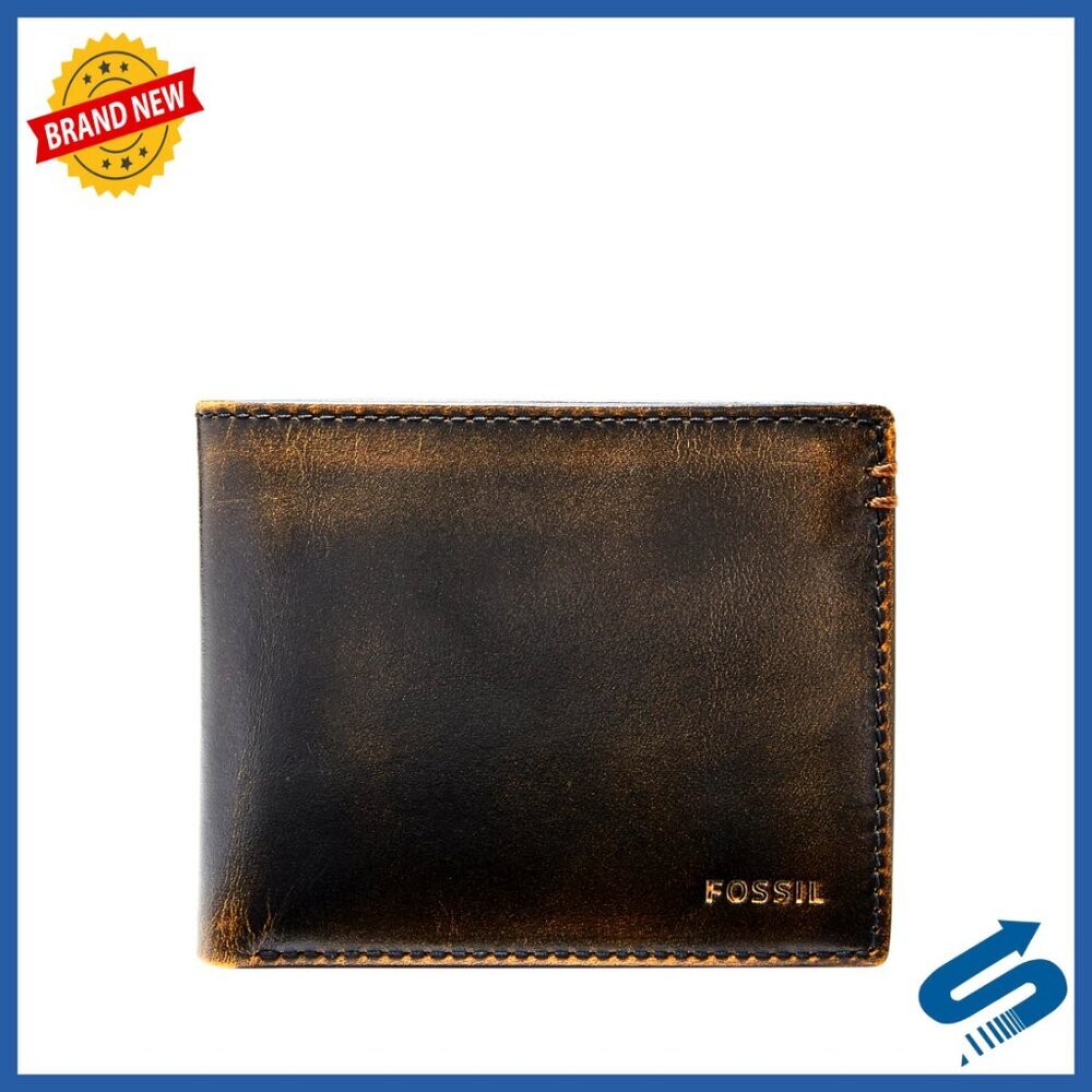 Genuine Leather Bifold Wallet with Flip ID and Card Slots
